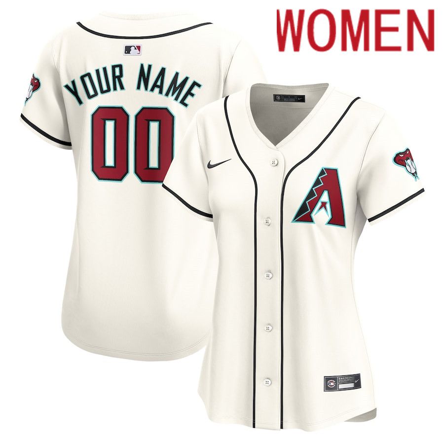 Women Arizona Diamondbacks Nike White Home Limited Custom MLB Jersey->women mlb jersey->Women Jersey